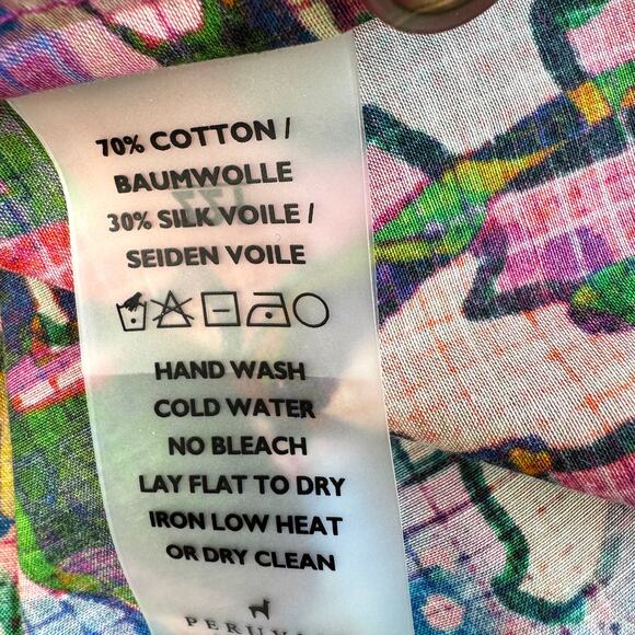 Peruvian Connection Womens Tessa Button Shirt Size S Silk Cotton Abstract Artsy - Picture 7 of 8